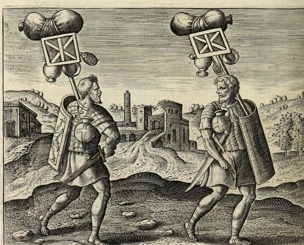 An illustration from Ivusti LipsI De militia Romana libri qvinqve : commentarivs ad Polybium, 1630, leaf 298