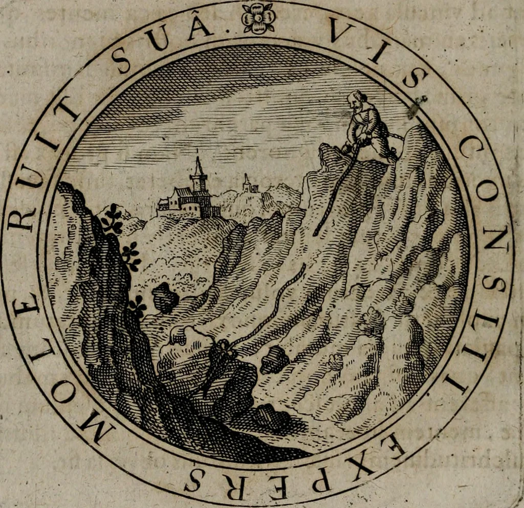 An illustration from Jacobi Bornitii emblemata ethico politica : ingenuâ atque eruditâ interpretatione nunc primùm illustrata / per M. Nicolaum Meerfeldt..., 1669, leaf 147