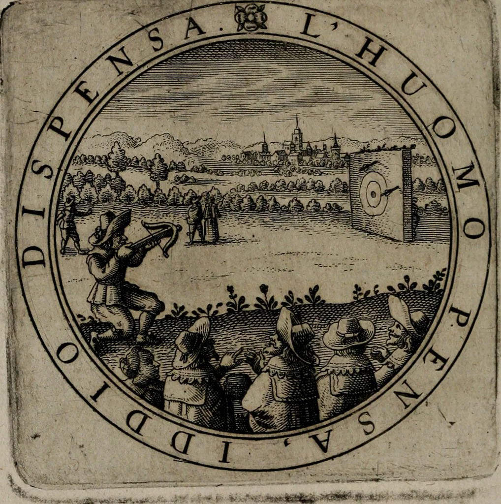 An illustration from Jacobi Bornitii emblemata ethico politica : ingenuâ atque eruditâ interpretatione nunc primùm illustrata / per M. Nicolaum Meerfeldt..., 1669, leaf 185