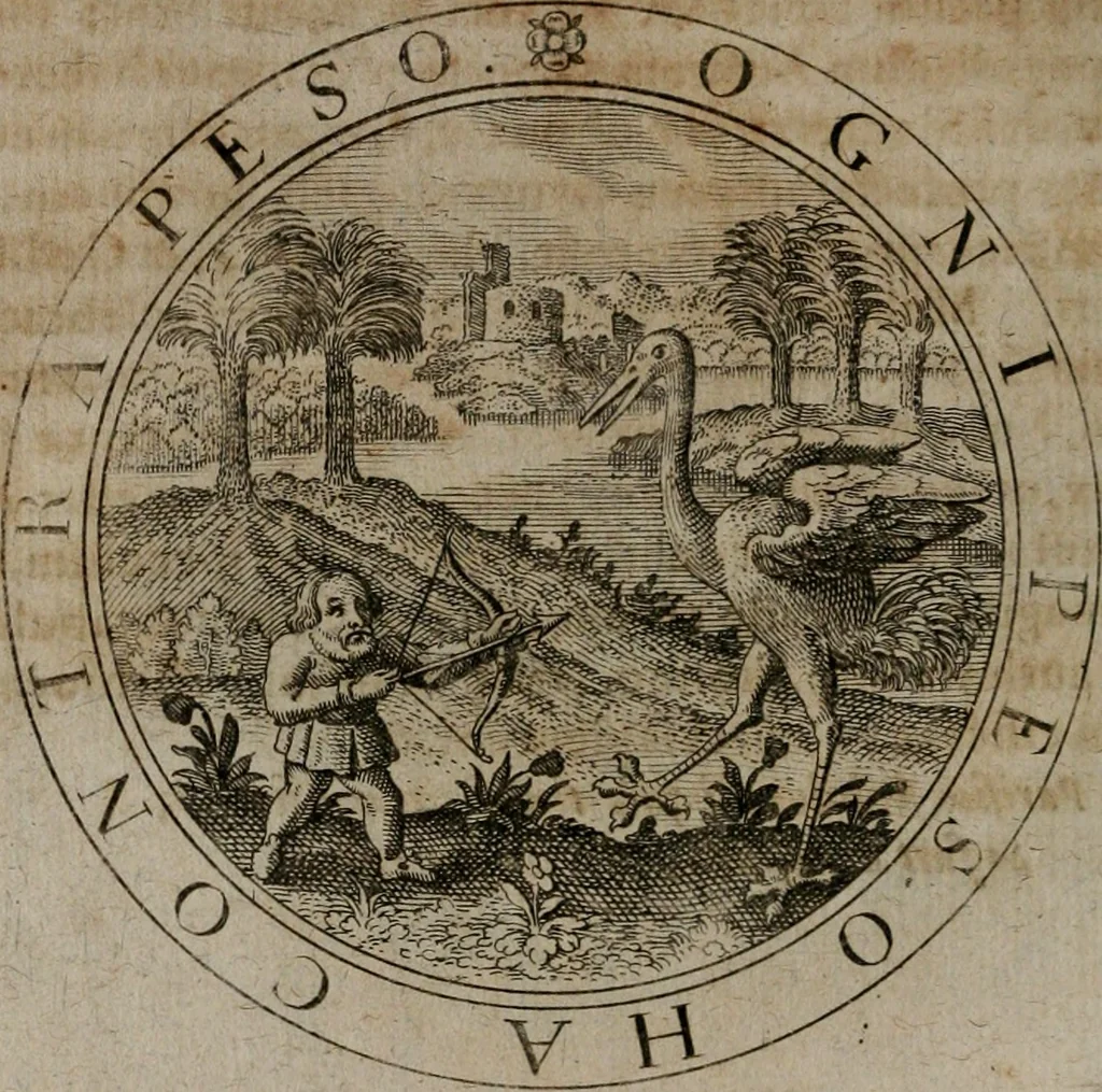 An illustration from Jacobi Bornitii emblemata ethico politica : ingenuâ atque eruditâ interpretatione nunc primùm illustrata / per M. Nicolaum Meerfeldt..., 1669, leaf 57