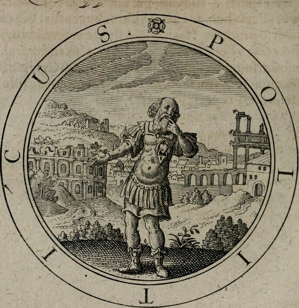 An illustration from Jacobi Bornitii emblemata ethico politica : ingenuâ atque eruditâ interpretatione nunc primùm illustrata / per M. Nicolaum Meerfeldt..., 1669, leaf 73