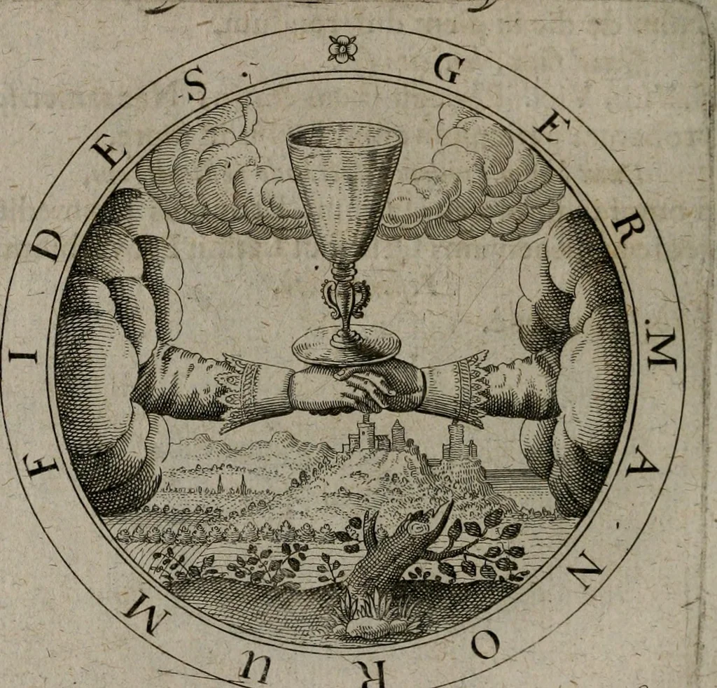 An illustration from Jacobi Bornitii emblemata ethico politica : ingenuâ atque eruditâ interpretatione nunc primùm illustrata / per M. Nicolaum Meerfeldt..., 1669, leaf 85