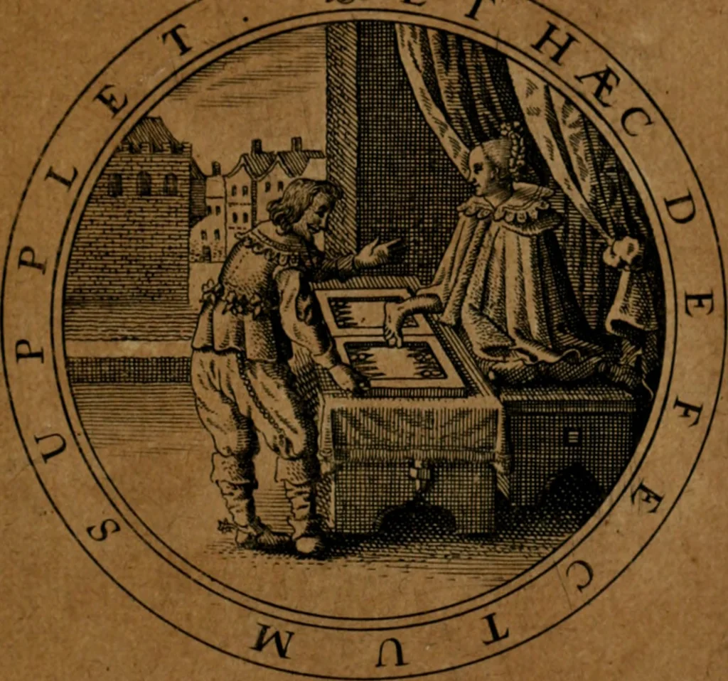 An illustration from Jacobi Bornitii JC. Emblematum ethico-politicorum : sylloge prior[-posterior], 1664, leaf 100