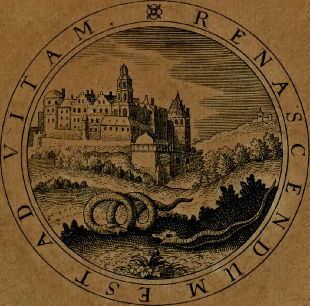 An illustration from Jacobi Bornitii JC. Emblematum ethico-politicorum : sylloge prior[-posterior], 1664, leaf 124
