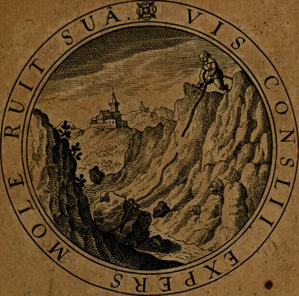 An illustration from Jacobi Bornitii JC. Emblematum ethico-politicorum : sylloge prior[-posterior], 1664, leaf 150