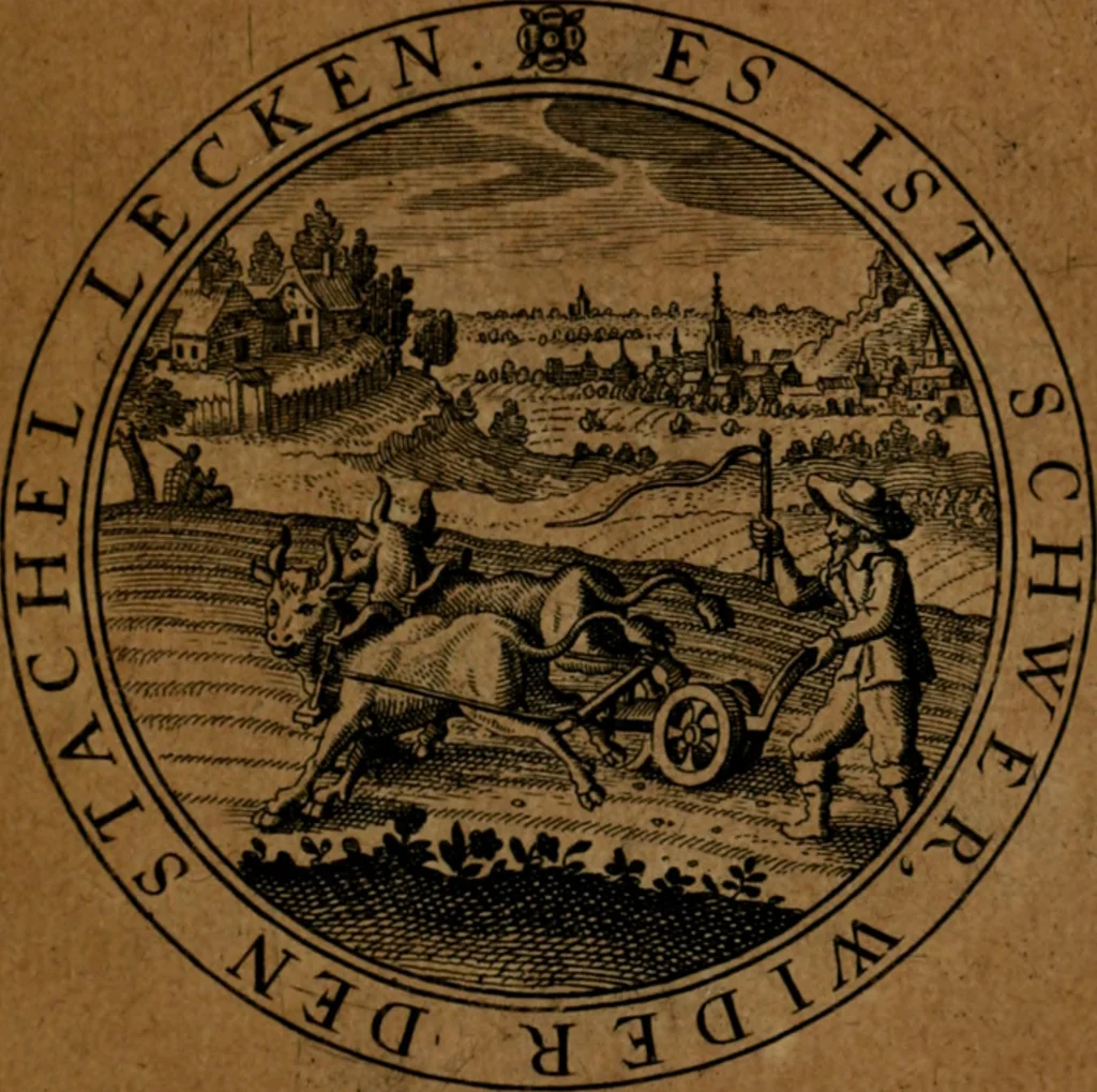An illustration from Jacobi Bornitii JC. Emblematum ethico-politicorum : sylloge prior[-posterior], 1664, leaf 168