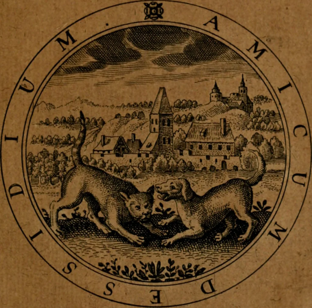 An illustration from Jacobi Bornitii JC. Emblematum ethico-politicorum : sylloge prior[-posterior], 1664, leaf 184