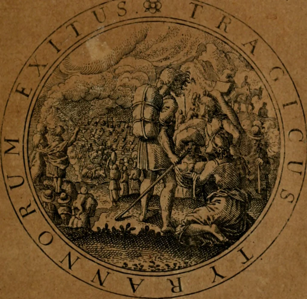 An illustration from Jacobi Bornitii JC. Emblematum ethico-politicorum : sylloge prior[-posterior], 1664, leaf 28