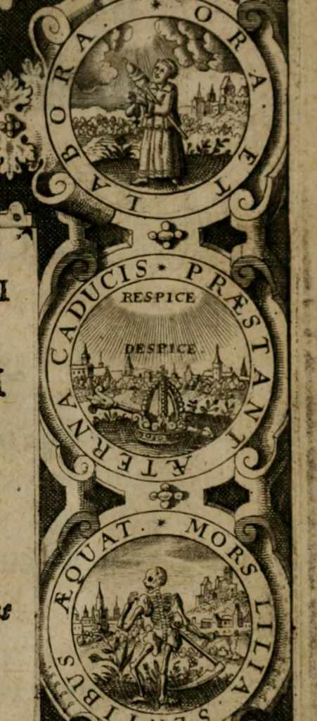 An illustration from Jacobi Bornitii JC. Emblematum ethico-politicorum : sylloge prior[-posterior], 1664, leaf 4