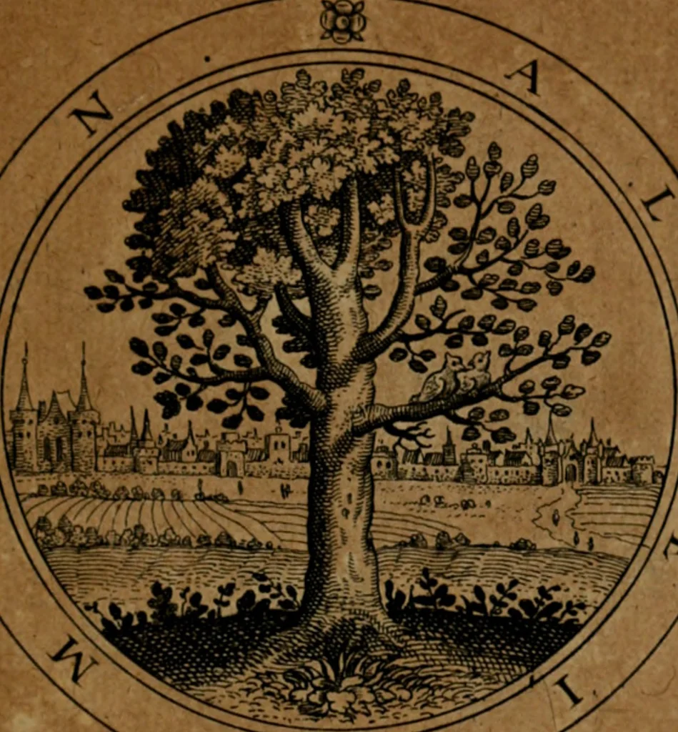 An illustration from Jacobi Bornitii JC. Emblematum ethico-politicorum : sylloge prior[-posterior], 1664, leaf 44