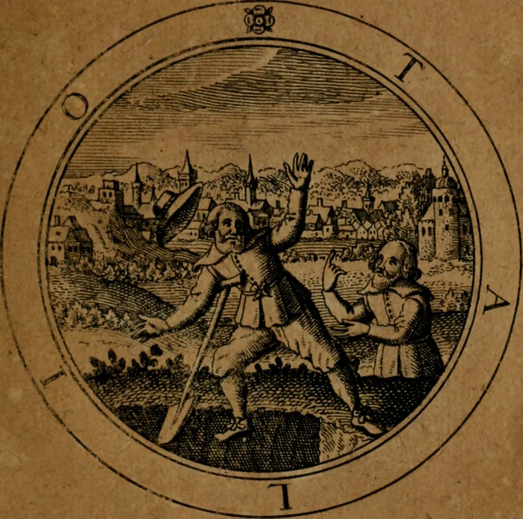 An illustration from Jacobi Bornitii JC. Emblematum ethico-politicorum : sylloge prior[-posterior], 1664, leaf 54