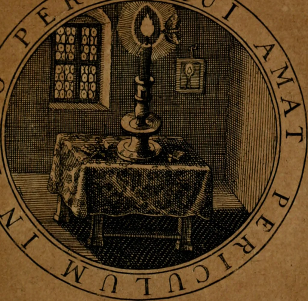 An illustration from Jacobi Bornitii JC. Emblematum ethico-politicorum : sylloge prior[-posterior], 1664, leaf 62