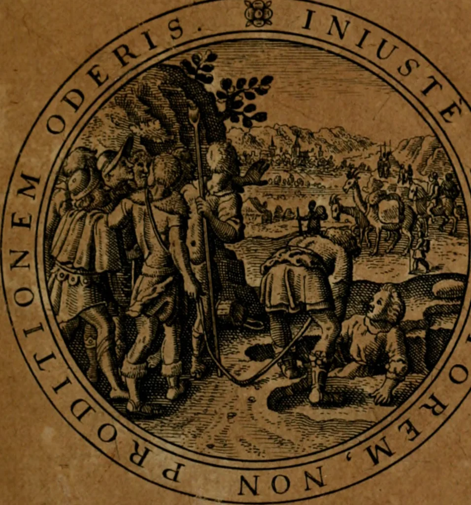 An illustration from Jacobi Bornitii JC. Emblematum ethico-politicorum : sylloge prior[-posterior], 1664, leaf 74