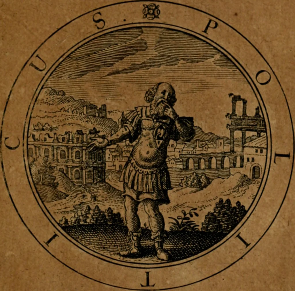 An illustration from Jacobi Bornitii JC. Emblematum ethico-politicorum : sylloge prior[-posterior], 1664, leaf 76