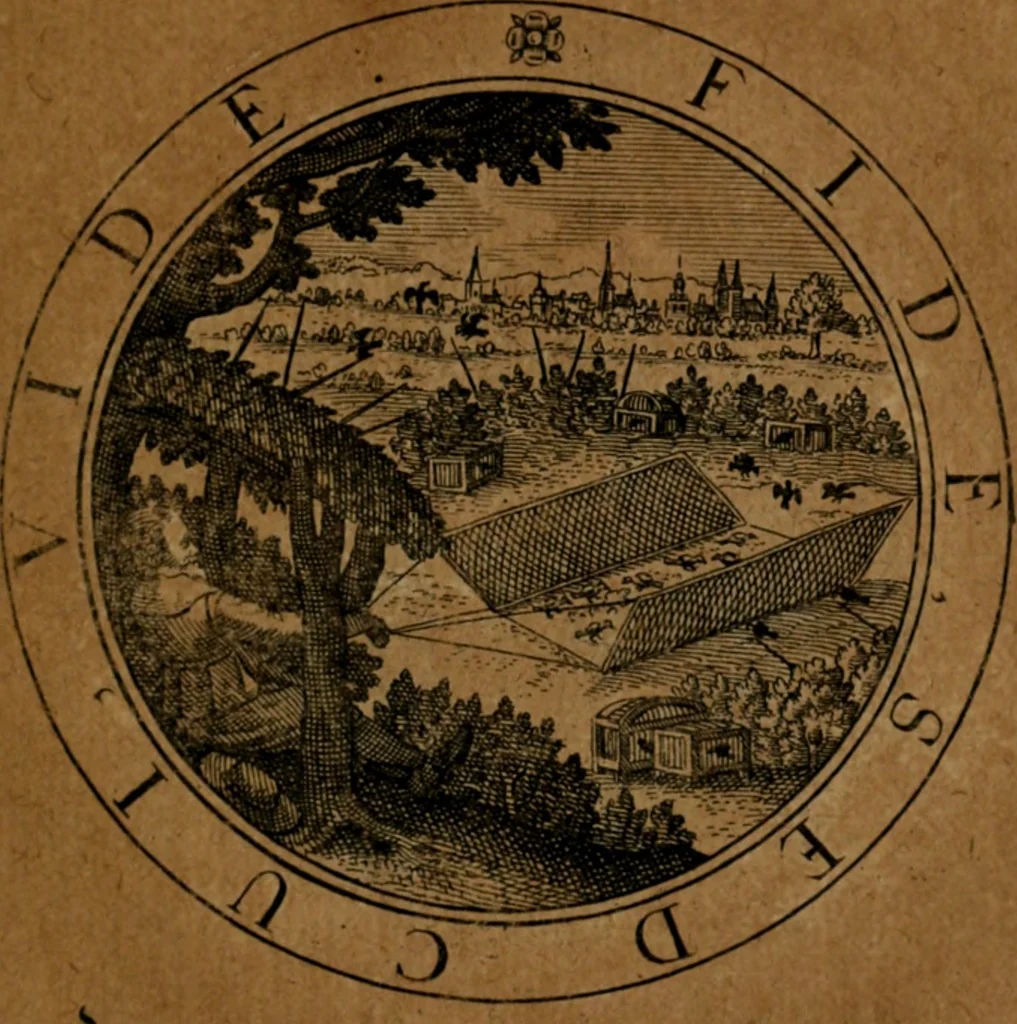 An illustration from Jacobi Bornitii JC. Emblematum ethico-politicorum : sylloge prior[-posterior], 1664, leaf 84