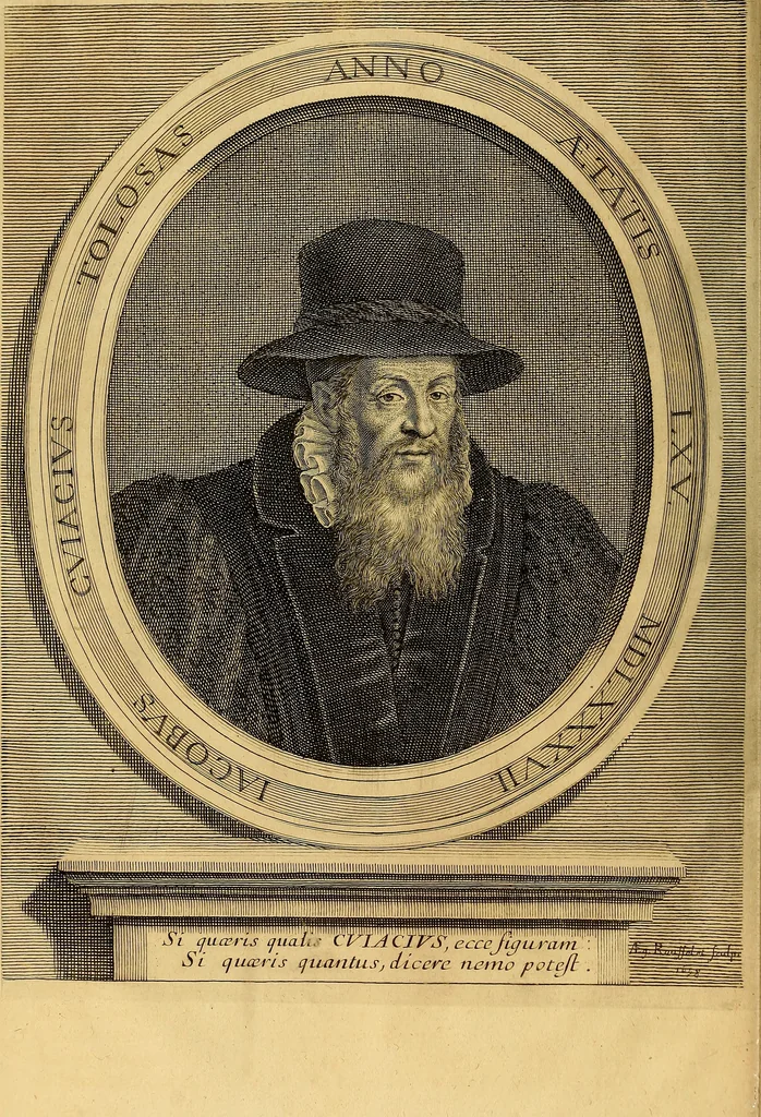 An illustration from Jacobi Cuiacii ic. praestantissimi Opera omnia in decem tomos distributa : quibus continentur tam priora, sive quæ ipse superstes edi curauit; quam posteriora, sive quae post obitum eius edita sunt, vel nunc primum prodeunt, 1658, leaf 21