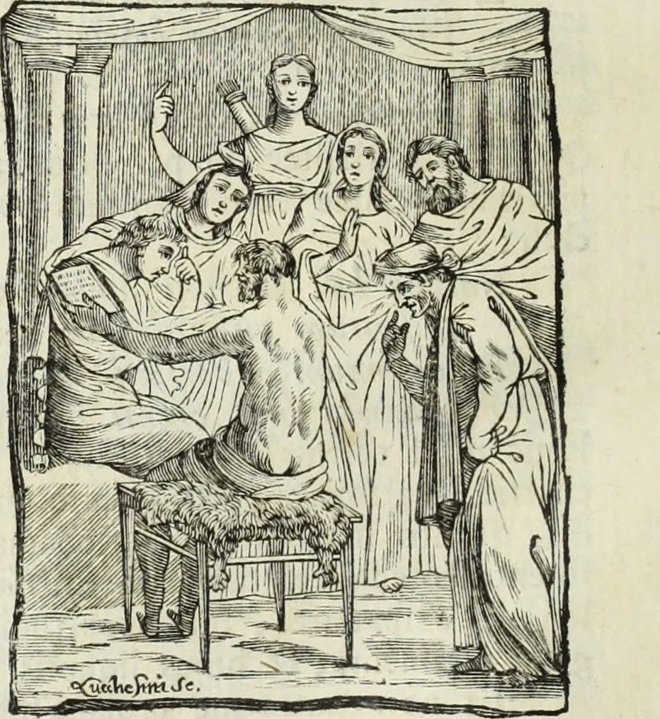 An illustration from Jacobi Martorellii Neapolitani De regia theca calamaria in regia academia litterarum Graecarum professoris sive melanodocheioi ejusque ornamentis, 1756, leaf 145