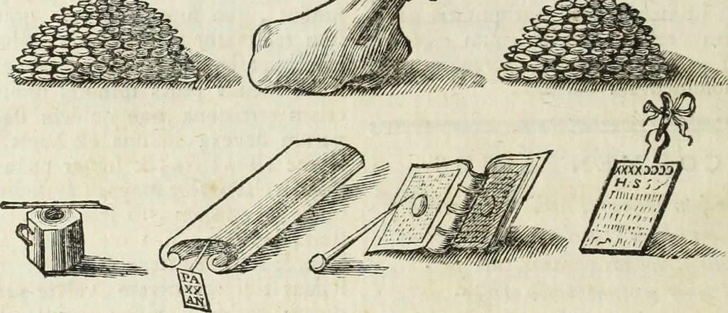 An illustration from Jacobi Martorellii Neapolitani De regia theca calamaria in regia academia litterarum Graecarum professoris sive melanodocheioi ejusque ornamentis, 1756, leaf 45
