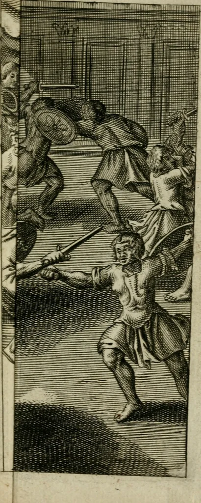 An illustration from Jac. Philippi Tomasini De tesseris hospitalitatis liber singularis : in quo jus hospitii universum, apud veteres potissimum, expenditur, 1670, leaf 150
