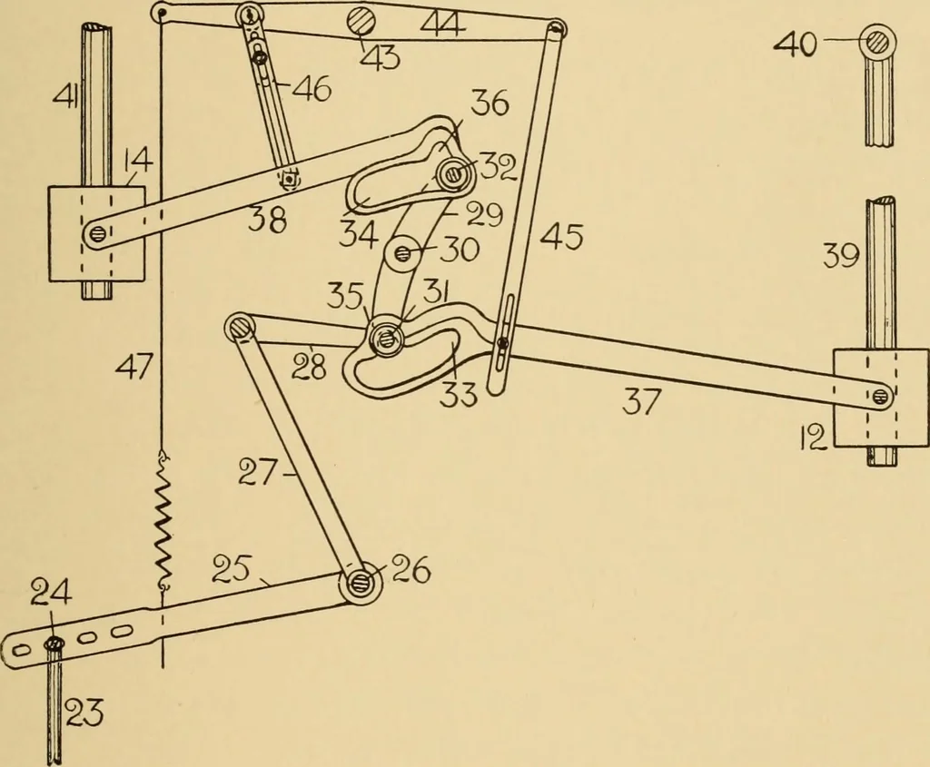 An illustration from Jacquard mechanism and harness mounting, 1912, leaf 128