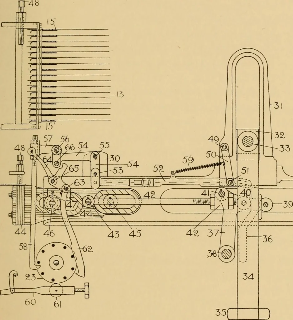 An illustration from Jacquard mechanism and harness mounting, 1912, leaf 256