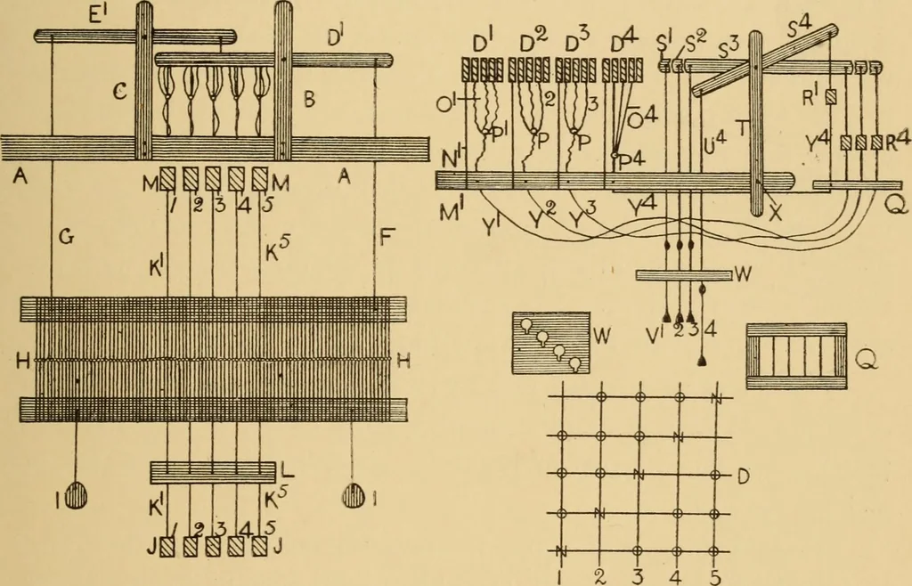 An illustration from Jacquard mechanism and harness mounting, 1912, leaf 48