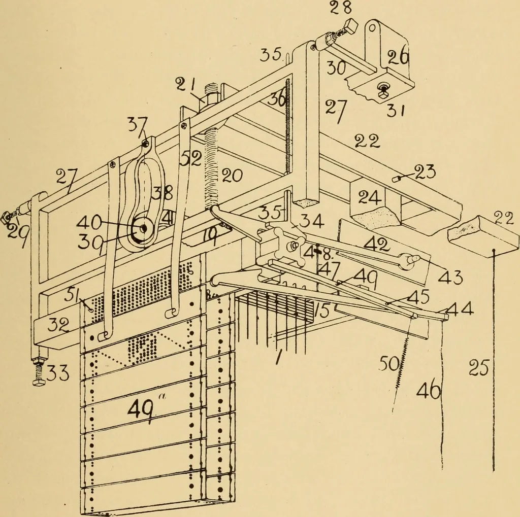 An illustration from Jacquard mechanism and harness mounting, 1912, leaf 76