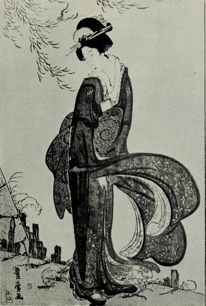 An illustration from Japanese illustrations; a history of the arts of wood-cutting and colour printing in Japan, 1904, leaf 112