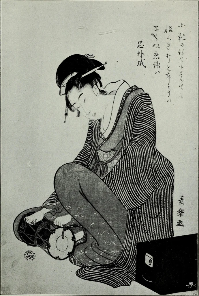 An illustration from Japanese illustrations; a history of the arts of wood-cutting and colour printing in Japan, 1904, leaf 206