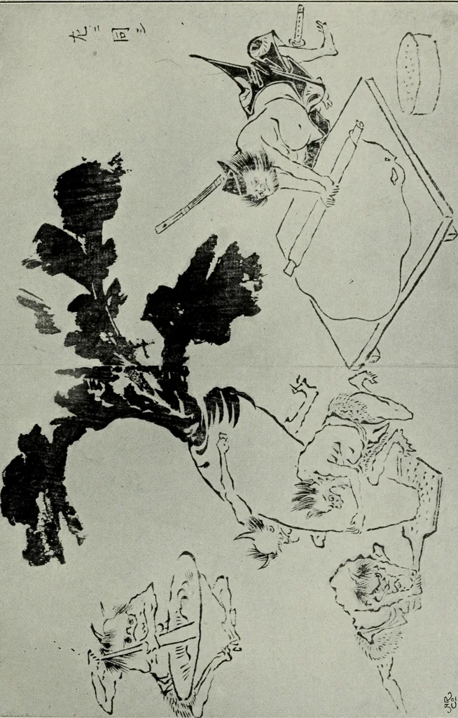An illustration from Japanese illustrations; a history of the arts of wood-cutting and colour printing in Japan, 1904, leaf 46