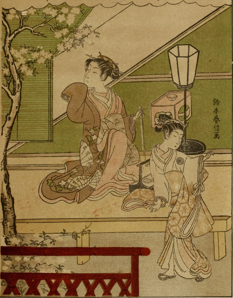 An illustration from Japanese illustrations; a history of the arts of wood-cutting and colour printing in Japan, 1904, leaf 78
