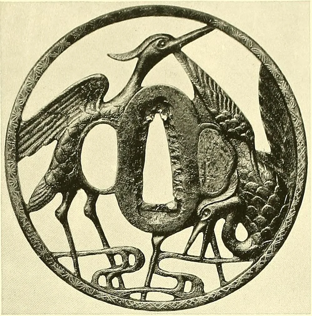 An illustration from Japanische Stichblätter und Schwertzieraten : Sammlung Georg Oeder, Düsseldorf : [Katalog], 1916, leaf 100