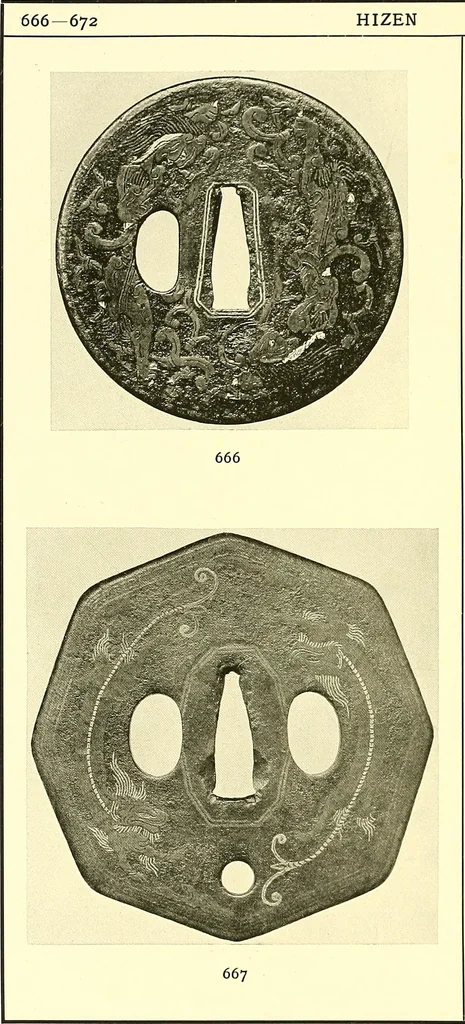 An illustration from Japanische Stichblätter und Schwertzieraten : Sammlung Georg Oeder, Düsseldorf : [Katalog], 1916, leaf 103