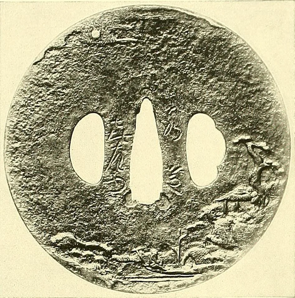 An illustration from Japanische Stichblätter und Schwertzieraten : Sammlung Georg Oeder, Düsseldorf : [Katalog], 1916, leaf 105