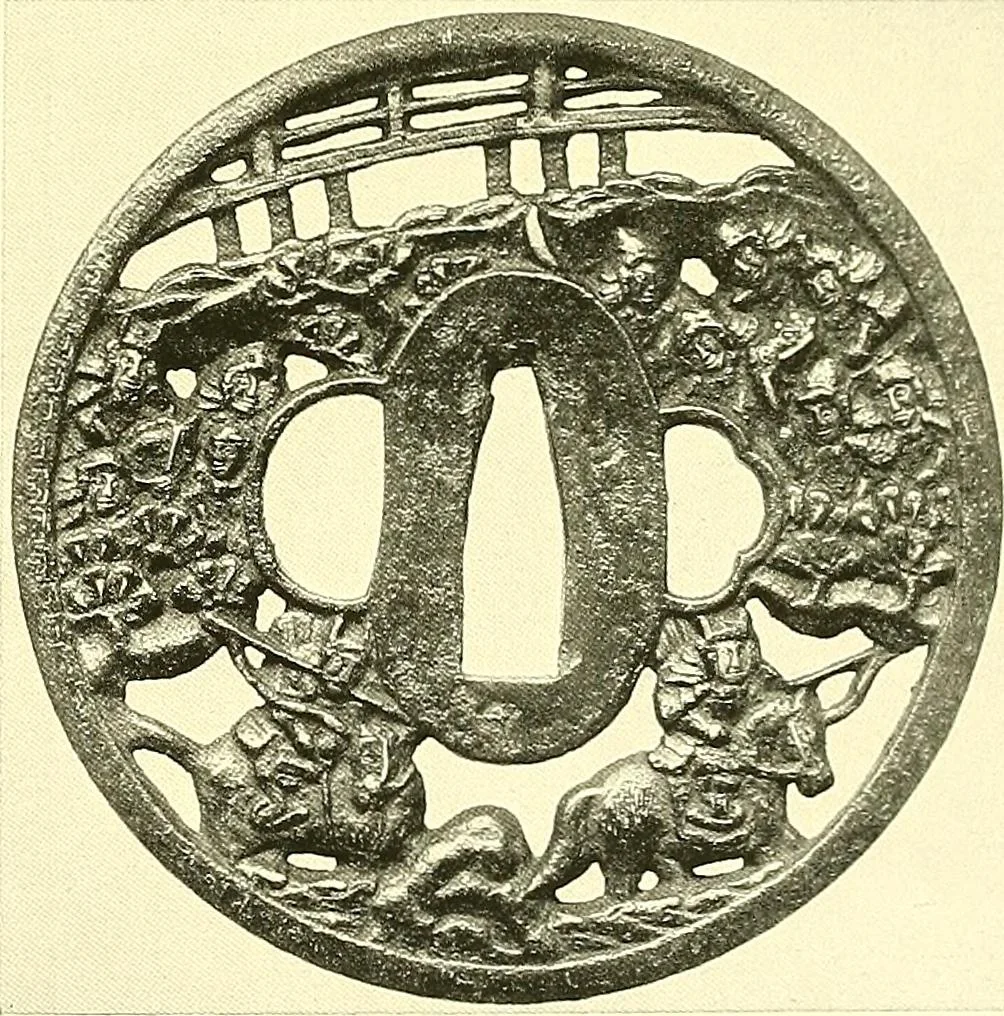 An illustration from Japanische Stichblätter und Schwertzieraten : Sammlung Georg Oeder, Düsseldorf : [Katalog], 1916, leaf 112