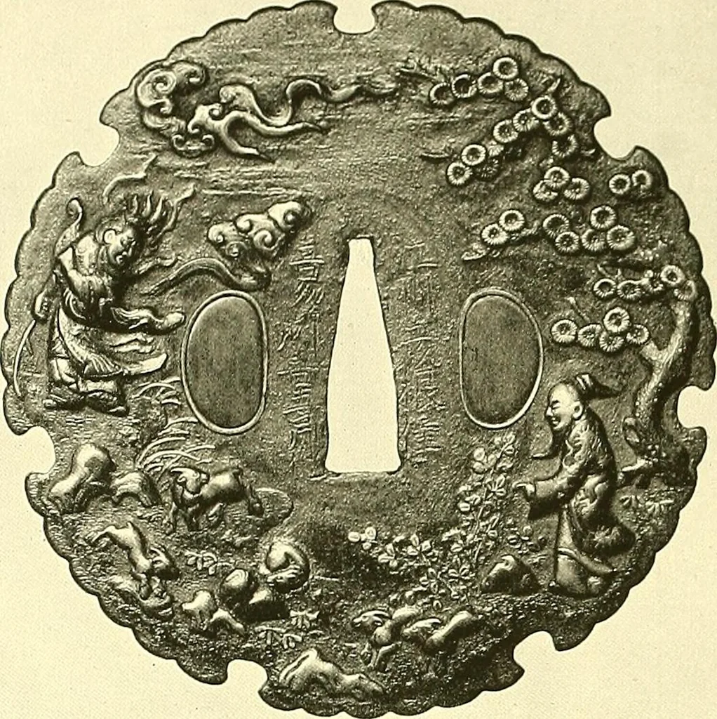 An illustration from Japanische Stichblätter und Schwertzieraten : Sammlung Georg Oeder, Düsseldorf : [Katalog], 1916, leaf 113