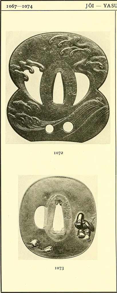 An illustration from Japanische Stichblätter und Schwertzieraten : Sammlung Georg Oeder, Düsseldorf : [Katalog], 1916, leaf 143
