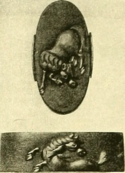 An illustration from Japanische Stichblätter und Schwertzieraten : Sammlung Georg Oeder, Düsseldorf : [Katalog], 1916, leaf 155