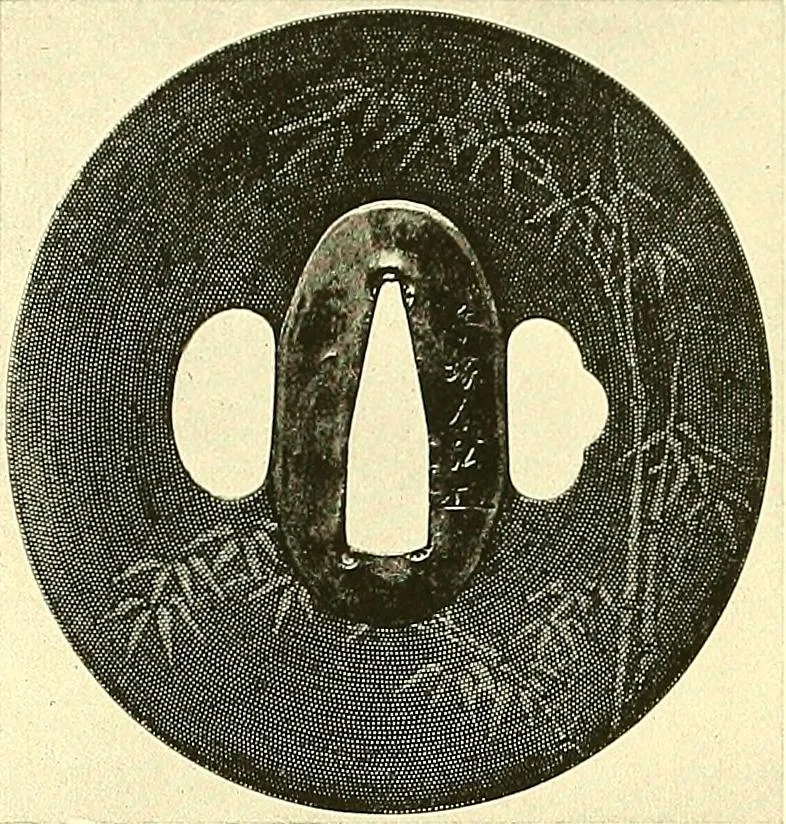 An illustration from Japanische Stichblätter und Schwertzieraten : Sammlung Georg Oeder, Düsseldorf : [Katalog], 1916, leaf 157