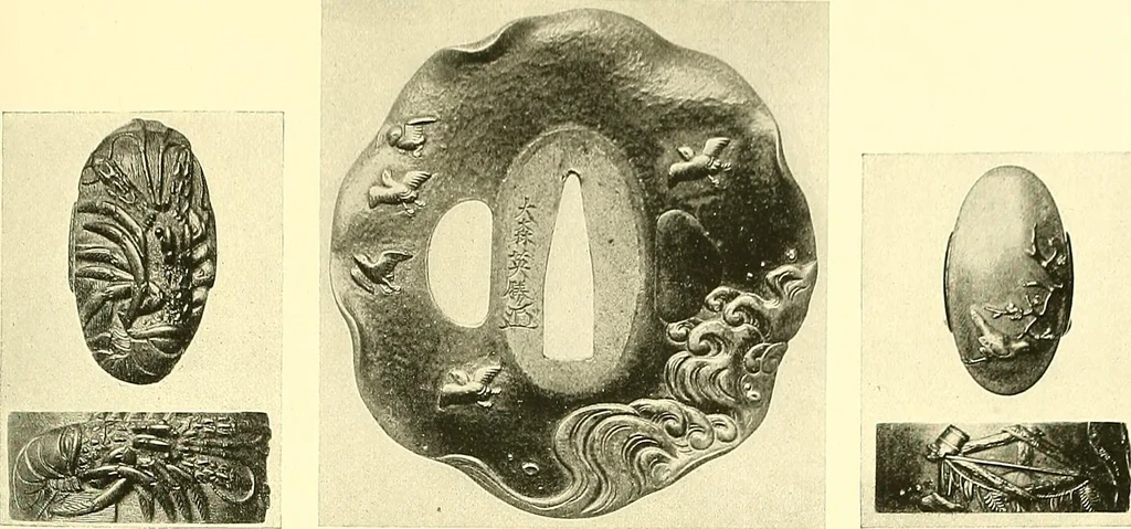 An illustration from Japanische Stichblätter und Schwertzieraten : Sammlung Georg Oeder, Düsseldorf : [Katalog], 1916, leaf 162