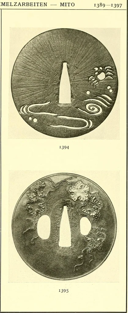 An illustration from Japanische Stichblätter und Schwertzieraten : Sammlung Georg Oeder, Düsseldorf : [Katalog], 1916, leaf 174