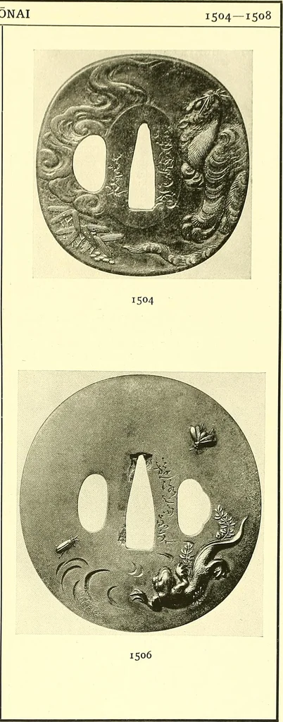 An illustration from Japanische Stichblätter und Schwertzieraten : Sammlung Georg Oeder, Düsseldorf : [Katalog], 1916, leaf 186
