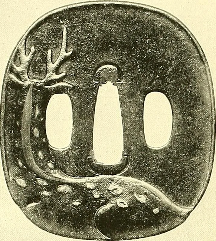 An illustration from Japanische Stichblätter und Schwertzieraten : Sammlung Georg Oeder, Düsseldorf : [Katalog], 1916, leaf 195