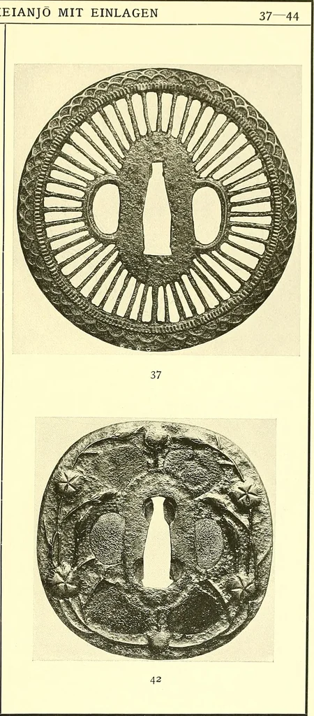 An illustration from Japanische Stichblätter und Schwertzieraten : Sammlung Georg Oeder, Düsseldorf : [Katalog], 1916, leaf 32