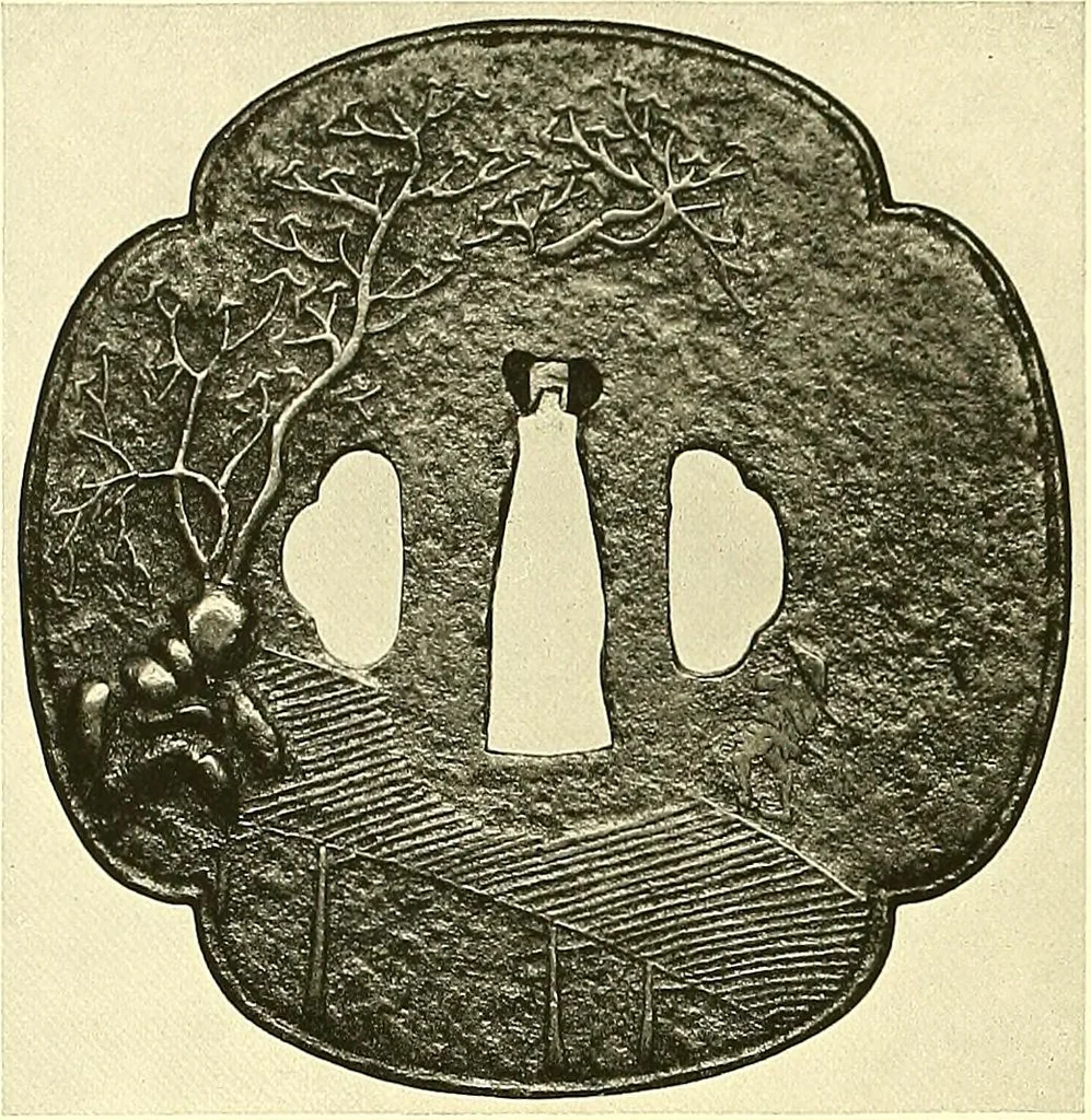 An illustration from Japanische Stichblätter und Schwertzieraten : Sammlung Georg Oeder, Düsseldorf : [Katalog], 1916, leaf 33