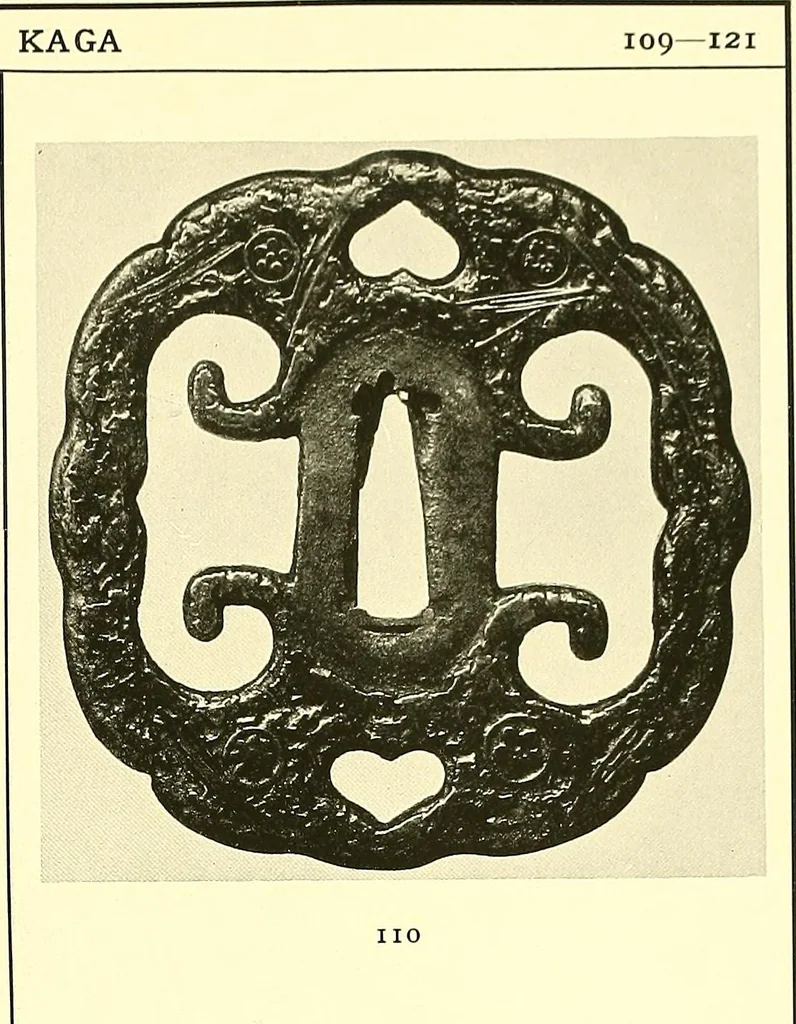 An illustration from Japanische Stichblätter und Schwertzieraten : Sammlung Georg Oeder, Düsseldorf : [Katalog], 1916, leaf 38