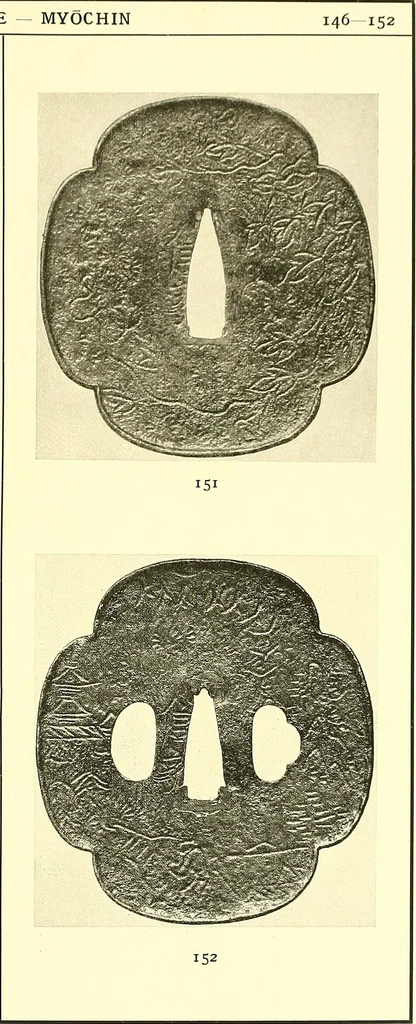 An illustration from Japanische Stichblätter und Schwertzieraten : Sammlung Georg Oeder, Düsseldorf : [Katalog], 1916, leaf 42