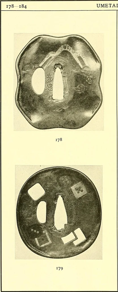 An illustration from Japanische Stichblätter und Schwertzieraten : Sammlung Georg Oeder, Düsseldorf : [Katalog], 1916, leaf 45