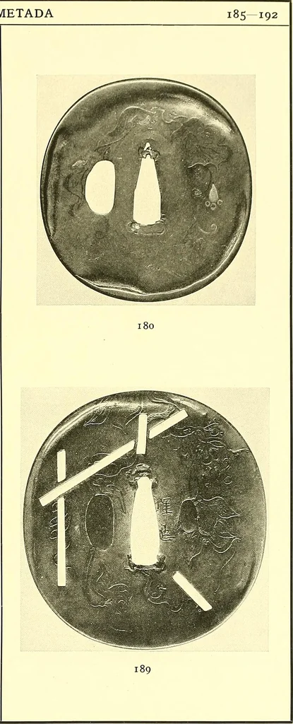 An illustration from Japanische Stichblätter und Schwertzieraten : Sammlung Georg Oeder, Düsseldorf : [Katalog], 1916, leaf 46
