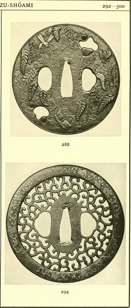 An illustration from Japanische Stichblätter und Schwertzieraten : Sammlung Georg Oeder, Düsseldorf : [Katalog], 1916, leaf 58